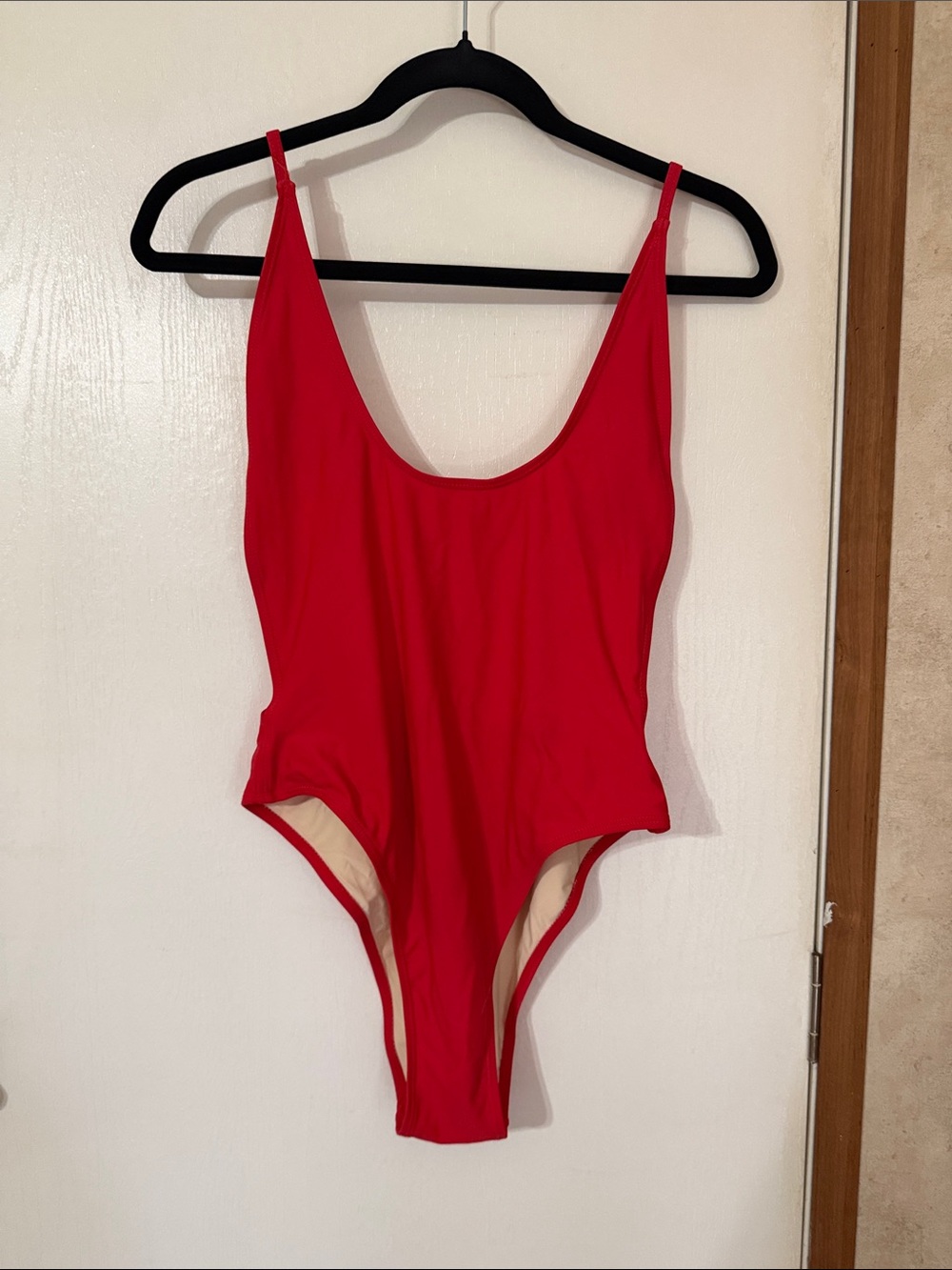 Women's Classic Red Scoop-Back Swim Bodysuit
